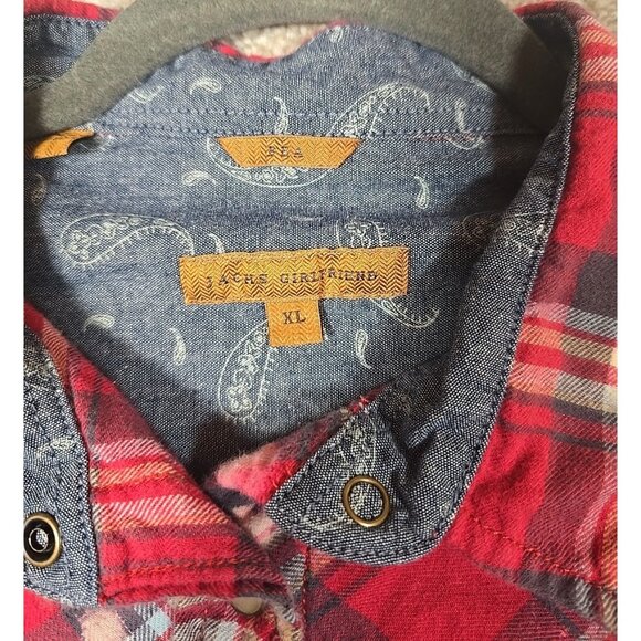 OOAK Upcycled Flannel Shacket Shirt Jason Aldean Small Town Country Music Sz XL - Picture 8 of 16